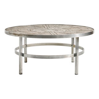 Steel Coffee Table with Stone Top by Edel Hegedal for L. Hjorth, 1970s For Sale