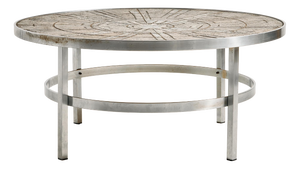 Steel Coffee Table with Stone Top by Edel Hegedal for L. Hjorth, 1970s