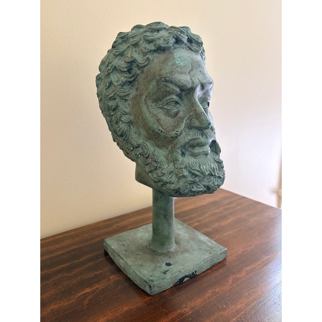 20th Century Grand Tour Neoclassical Bronze Verdigris Bust of Plato on Stand For Sale In South Bend - Image 6 of 10