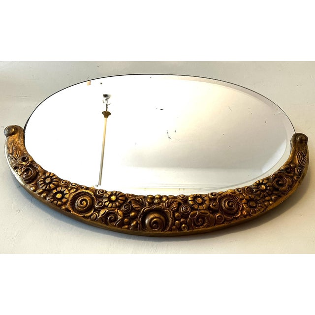 Art Deco Oval Mirror with Beveled Glass, 1920s For Sale - Image 3 of 5