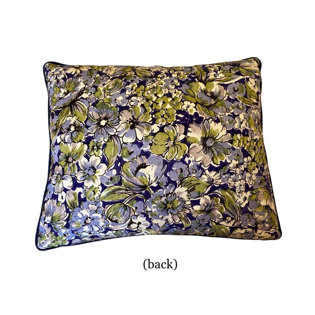 Shabby Chic Violet Silk Floral Down Pillow 15" X 18" Lumbar For Sale - Image 3 of 10