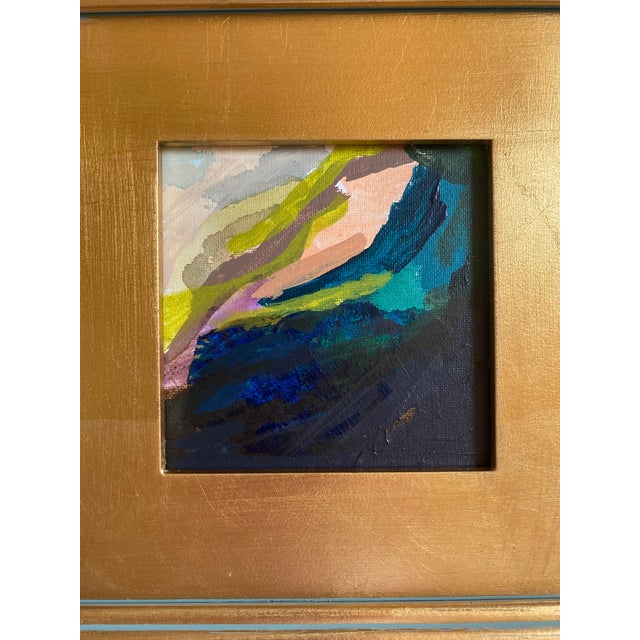 Abstract "Water and Fire" Pair of Framed Mini Paintings by Jessalin Beutler For Sale - Image 3 of 7