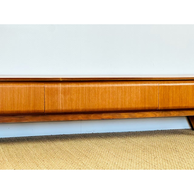 Low Scandinavian Teak Sideboard with 3 Drawers and Splayed Legs, 1960 For Sale - Image 11 of 18
