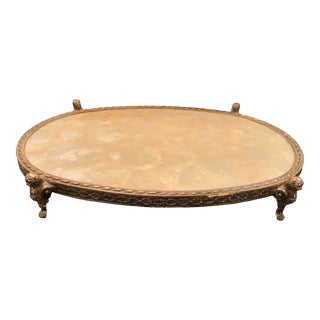 1960s Gilded Vanity Tray Supported by Four Lions Heads For Sale