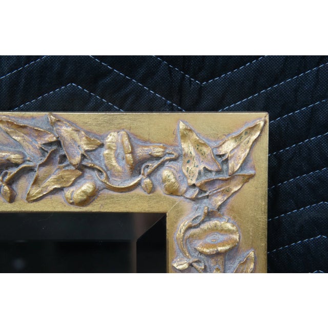 Mid 20th Century Vintage Mid 20th Century Neoclassical Low Relief Gold Toned Rectangular Mirror Beveled Glass For Sale - Image 5 of 11