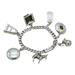 Vintage Rosi Sterling Silver Charm Bracelet For Sale