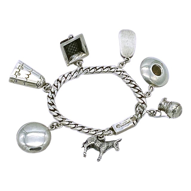 Vintage Rosi Sterling Silver Charm Bracelet For Sale
