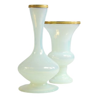 Opaline Glass Vases from Nason, 1960s, Set of 2 For Sale