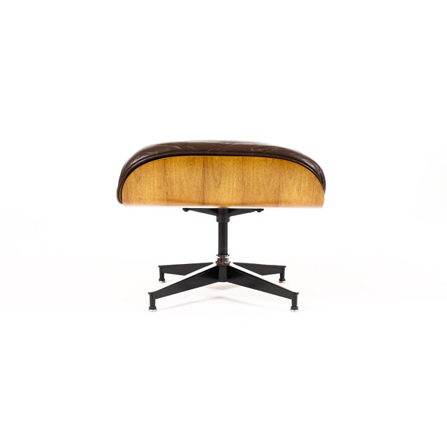 Mid-Century Modern Mid Century Vintage Rosewood 671 Ottoman — Charles Eames for Herman Miller — Original Brown Leather For Sale - Image 3 of 10