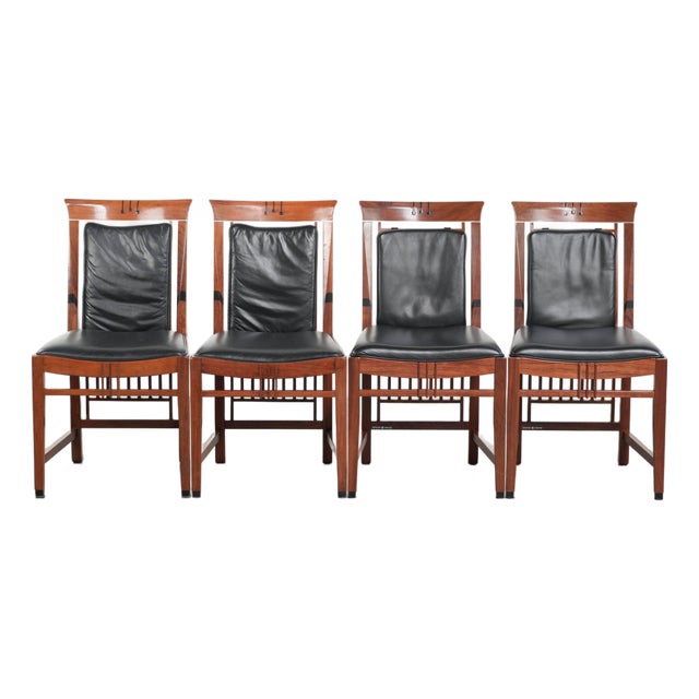Art Deco Decoforma Series Dining Chairs in Black Cowhide Leather and Wood from Schuitema, Set of 4 For Sale