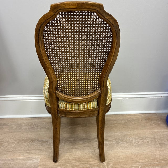 Drexel 1980s Drexel Cane Back Dining Chairs Original Fabric For Sale - Image 4 of 7