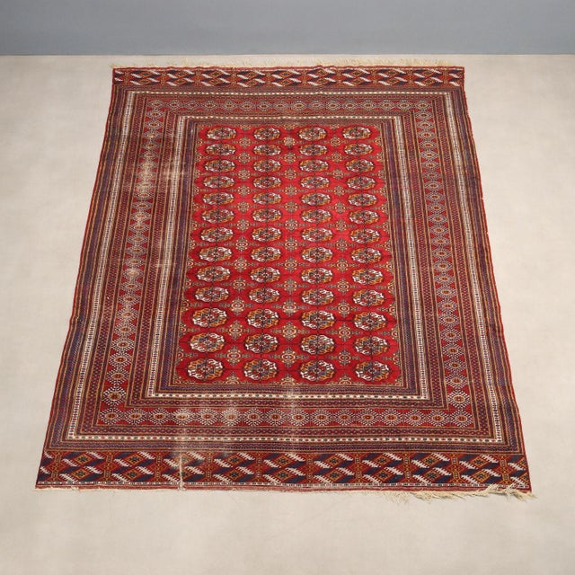 Vintage Handmade Bukhara Rug For Sale - Image 3 of 8