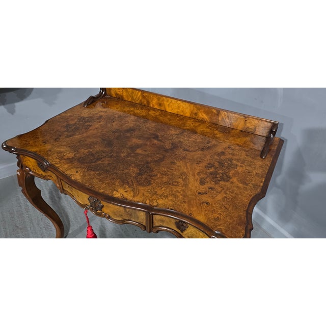 Burr Walnut Dressing Side Table, 1880s For Sale - Image 10 of 13