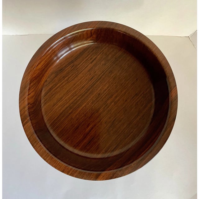 Brown Vintage Signed Lacquered Wood Pedestal Bowl For Sale - Image 8 of 12