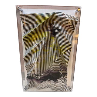 Heath West 2014 Signed Mixed Media Op Art in Acrylic Shadowbox Frame For Sale