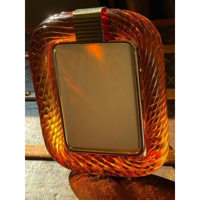 Amber Twisted Murano Glass and Brass Photo Frame, 2000 For Sale - Image 11 of 15