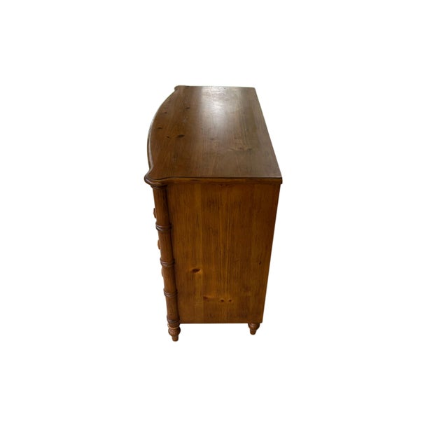 Ornamental & Decorative Materials Knotty Pine Bowed Front Faux Bamboo Console/Chest For Sale - Image 7 of 13