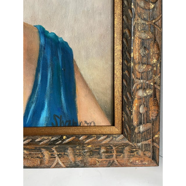 Hollywood Regency 1968 Original Framed Female Portrait Painting Signed Shannon For Sale - Image 3 of 13