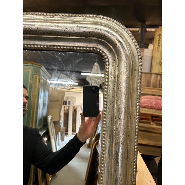 French Louis Philippe silver leaf mirror. (Pair available)