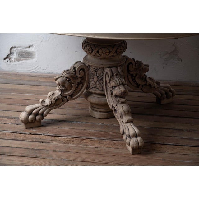 Carved Oak Oval Table, Lion Mask Pedestal, France, 19th Century For Sale - Image 4 of 14