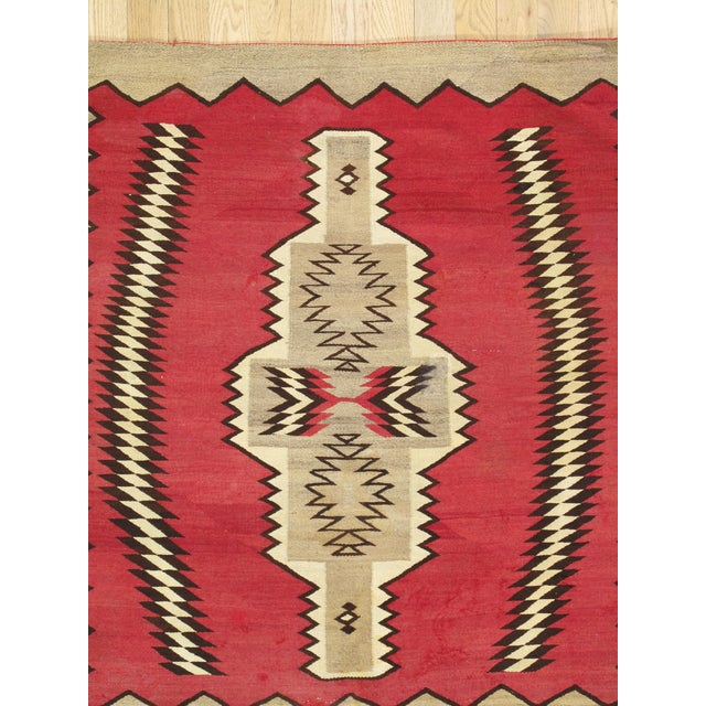 1920s Navajo Rug Red Field with Diamond & Serrated Border, Handwoven Southwesten For Sale - Image 15 of 18