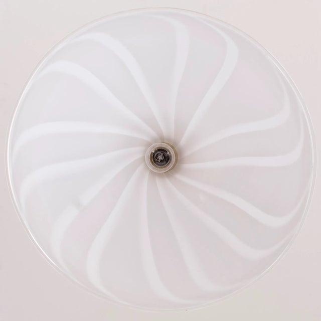 Large White Murano Glass Ceiling Lamp with Filigree Spiral For Sale - Image 10 of 12