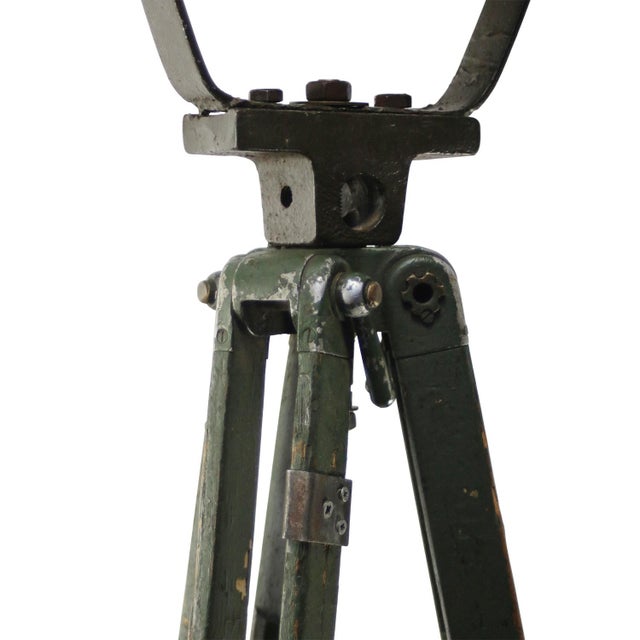 Green Vintage Industrial Clear Glass and Wooden Floor Lamp For Sale - Image 8 of 9