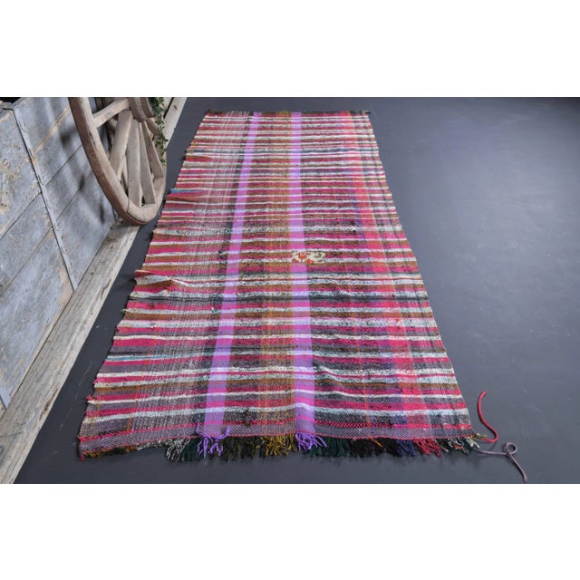 Vintage Turkish Hand-Knotted vintage rug is a semi-antique vintage kilim runner rug.'70s Eastern region of Turkey's unique...