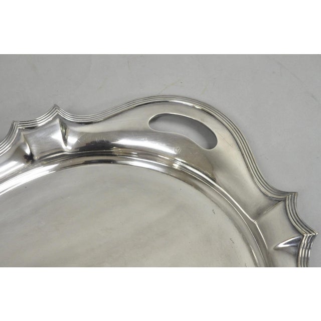 Mid 20th Century Antique Gorham Edwardian Silver Plate Serving Bar Tray Engraved to Reverend 1945 For Sale - Image 5 of 12