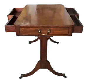 1800s English George III Line Inlaid Mahogany Writing Desk