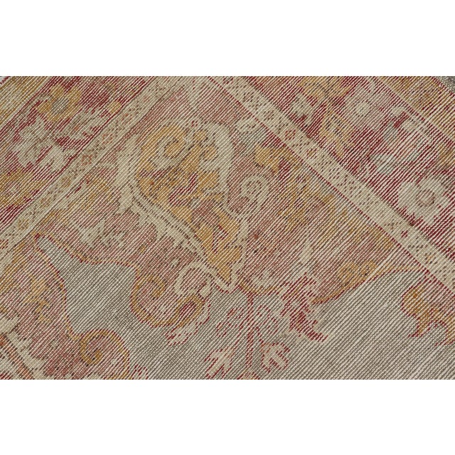 Turkish Oushak Vintage Rug With Floral Medallion Design in Red and Light Blue For Sale - Image 13 of 13
