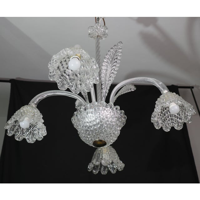 1950s Art Deco Chandelier 4 Light by Barovier & Toso Murano Glass, 1950s For Sale - Image 5 of 12