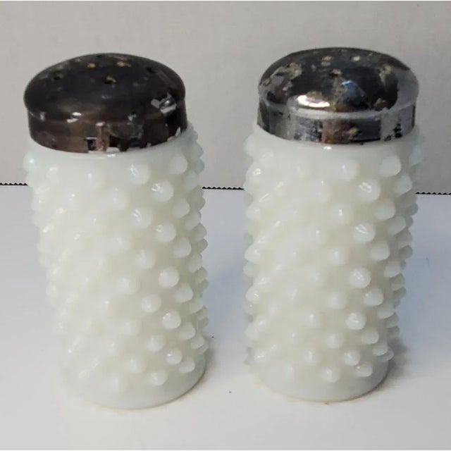 Mid 20th Century Mid Century Fenton Hobnail Milk Glass Salt & Pepper Shakers For Sale - Image 5 of 7