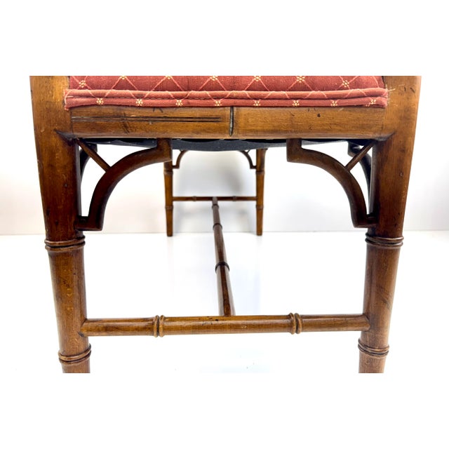 Textile Mid-20th Century Faux Bamboo Hollywood Regency Bench by Century Chair Company For Sale - Image 7 of 16