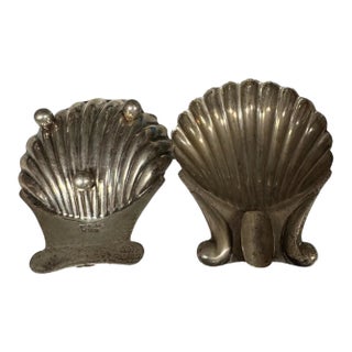 Pair of Mexican Sterling Silver Seashell Ashtrays 60g For Sale