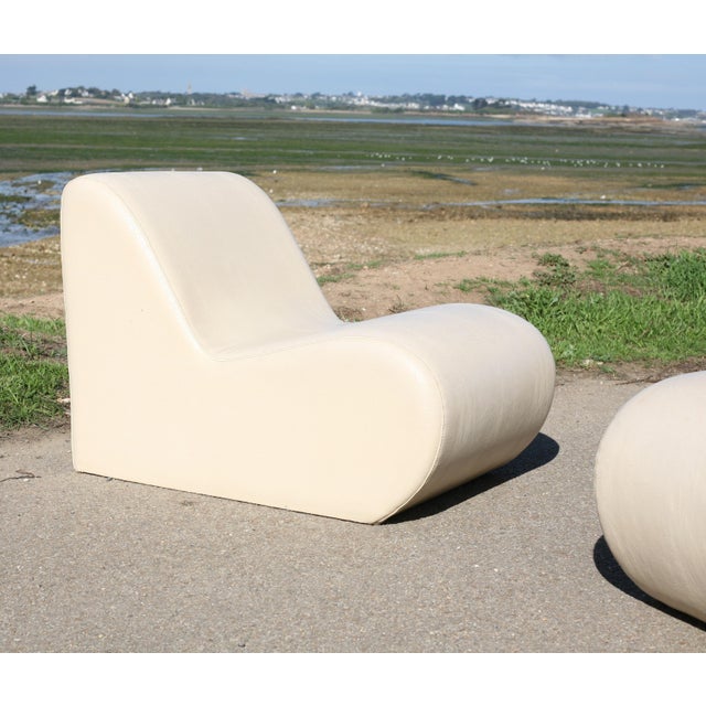 1970s Vintage Faux Leather Lounge Chairs, 1970s, Set of 2 For Sale - Image 5 of 18