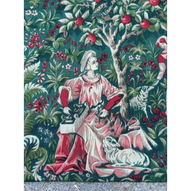 Vintage French Aubusson Screen Printed Tapestry with Medieval Design, 1960s For Sale - Image 4 of 18