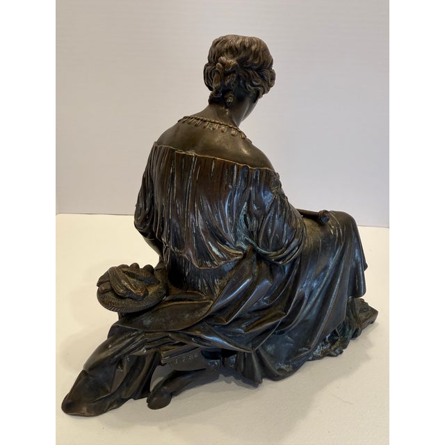 Ferdinand Barbedienne Fonduer - 19th C Solid Bronze Statue of Sleeping Penelope - Fine Art Classical Greek Figural Sculpture Foundry Serial Stamped For Sale - Image 4 of 7