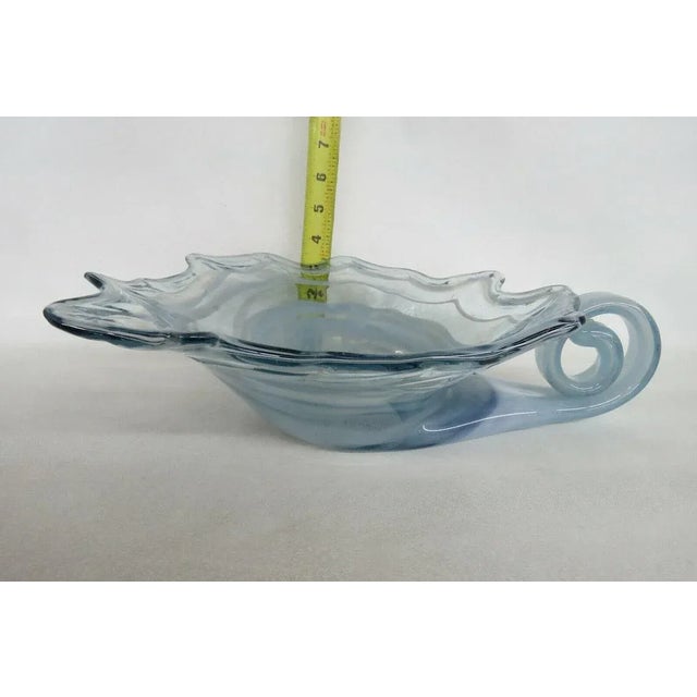 Mid Century Modern Vintage Hand Blown Blue Glass Centerpiece Bowl For Sale - Image 4 of 11