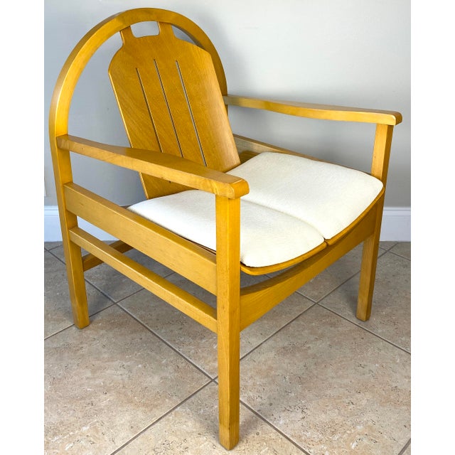 Mid 20th Century 20th Century French Pair of Modern Vintage Beechwood Armchairs by Baumann France For Sale - Image 5 of 8
