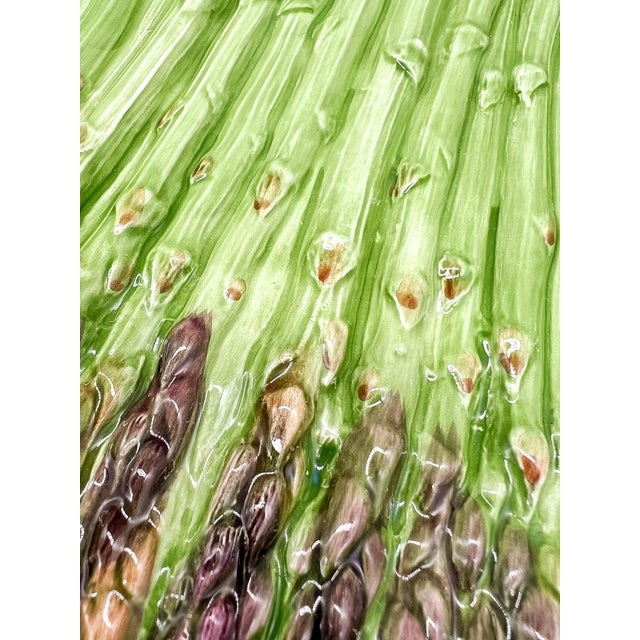 Vintage Asparagus Ceramic Serving Platter / Tray – Majolica Style / Country French For Sale - Image 14 of 15