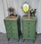 Vintage pair of French Louis XVI style marble-top nightstands , semainiers, chiffoniers or bedside tables. They feature a...