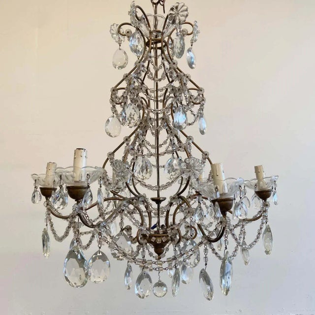 Wood 20th Century Macaroni Bead Chandelier For Sale - Image 7 of 8
