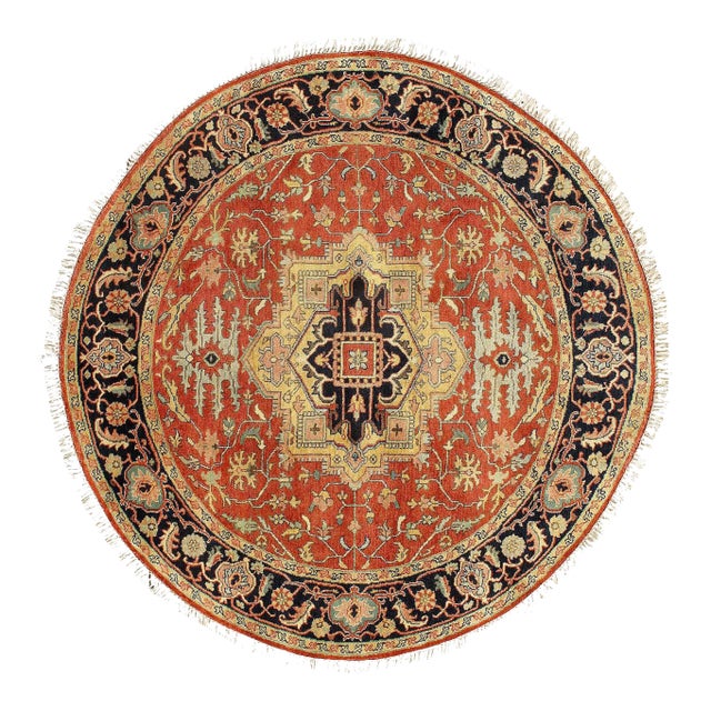 Pasargad DC Fine Hand Knotted Persian Serapi Design Round Rug For Sale
