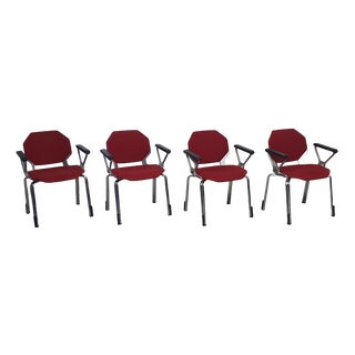 Hexagonal Metal Desk Armchairs by Froscher for Sitform, 1970s, Set of 4 For Sale