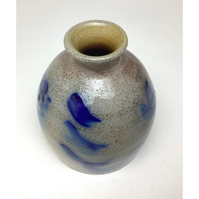 1980s 1980s Handcrafted Stoneware Pottery With Blue Decoration Signed by Jim Davis For Sale - Image 5 of 6