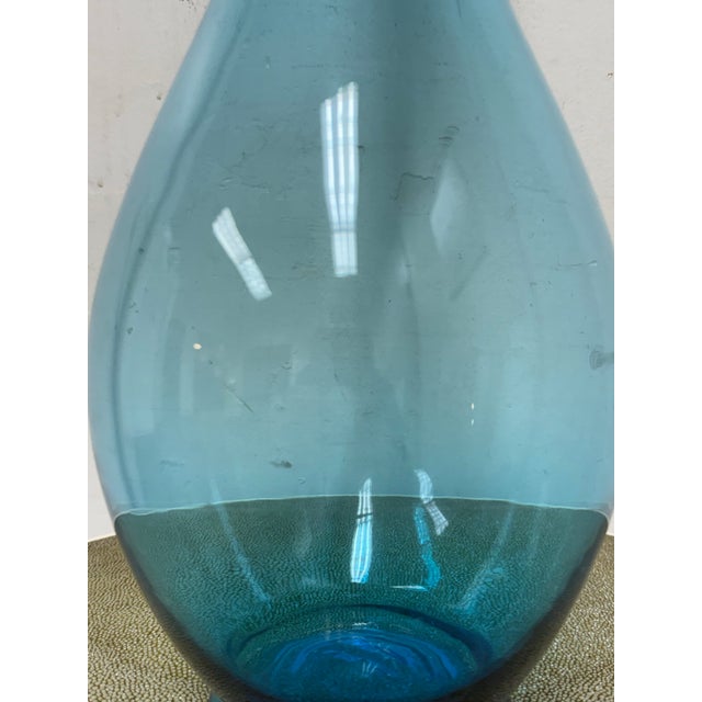 Blue Italian Hand Blown Blue Vessel With Stopper For Sale - Image 8 of 12