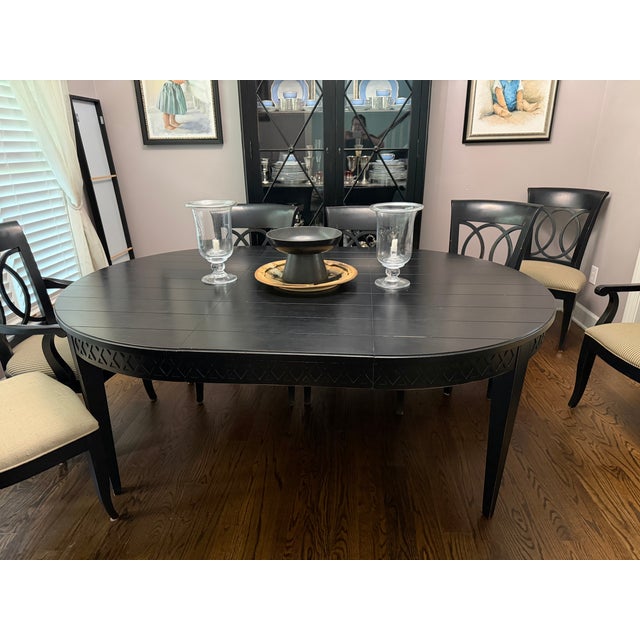 2000 - 2009 Century Furniture Black Table and 9 Chairs For Sale - Image 5 of 18