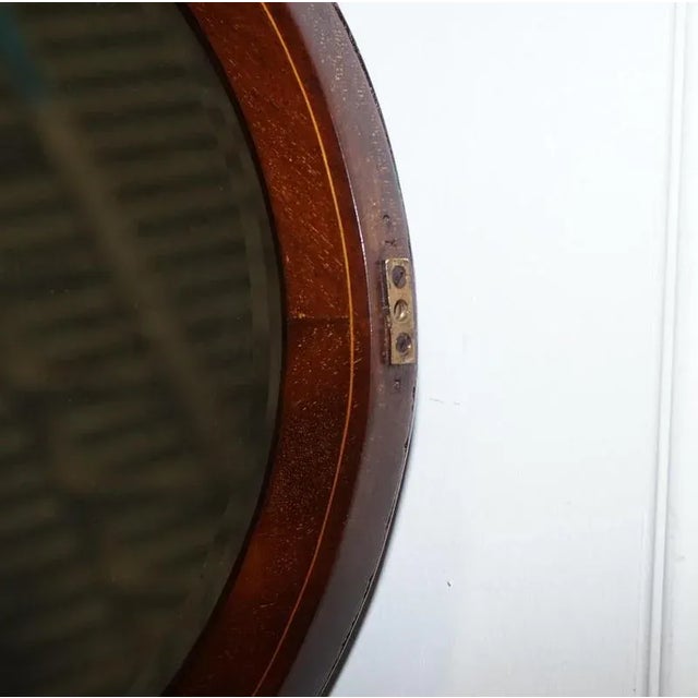 Antique Edwardian Oval Wall Beveled Mirror, 1910s For Sale - Image 6 of 10