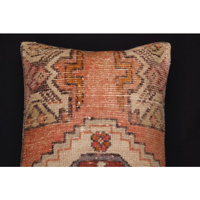 Textile Handwoven Turkish Rug Pillow – Soft Tribal Motifs in Neutral Tones Pillow Case -16'' X 32'' For Sale - Image 7 of 13